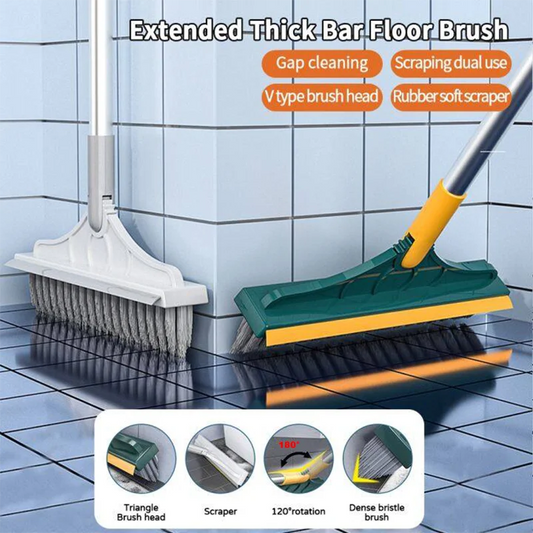 3-in-1 Bathroom Cleaning Brush Set — Long Handle Rotating Floor, Toilet & Crevice Cleaner